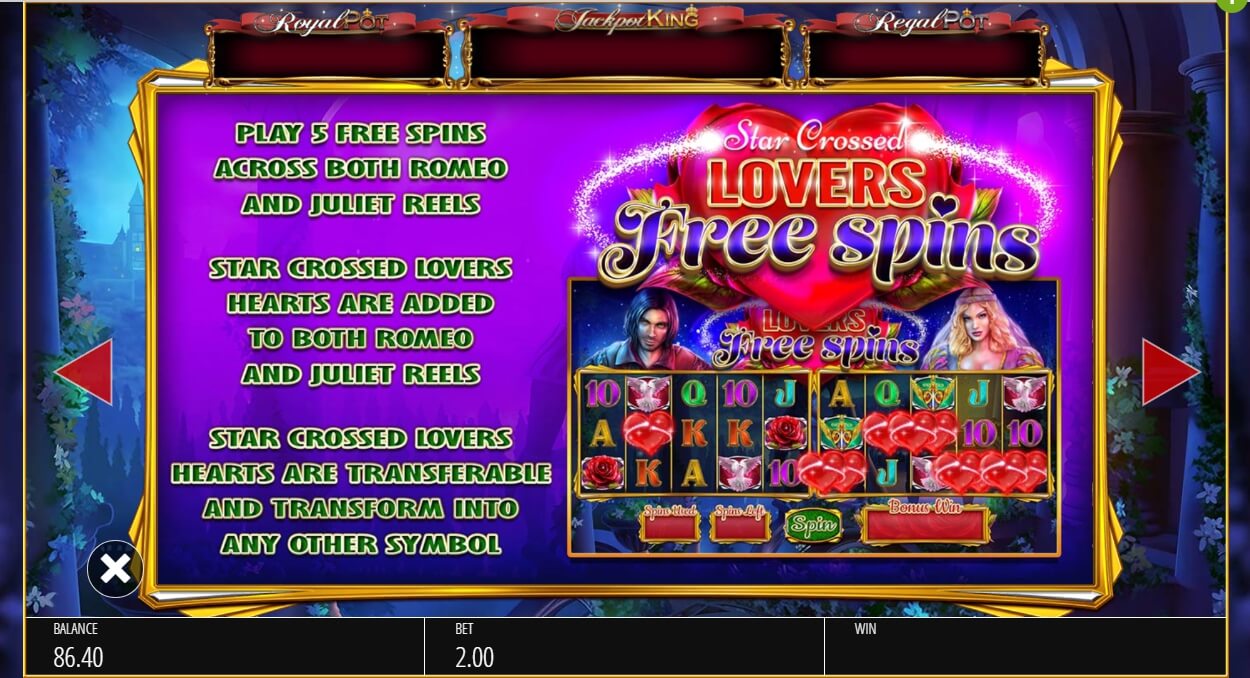 romeo and juliet slot machine detail image 3