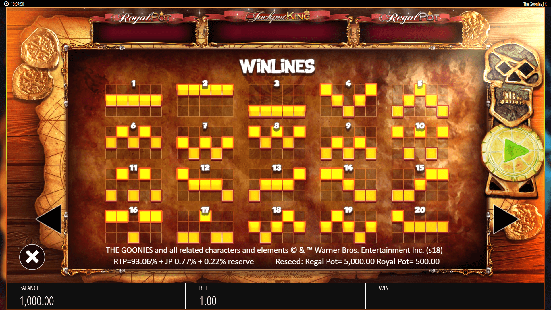 the goonies jackpot king slot machine detail image 4