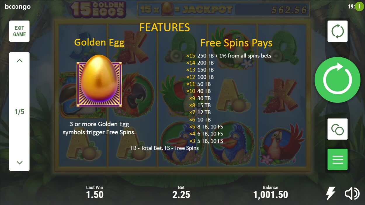 15 golden eggs slot machine detail image 4