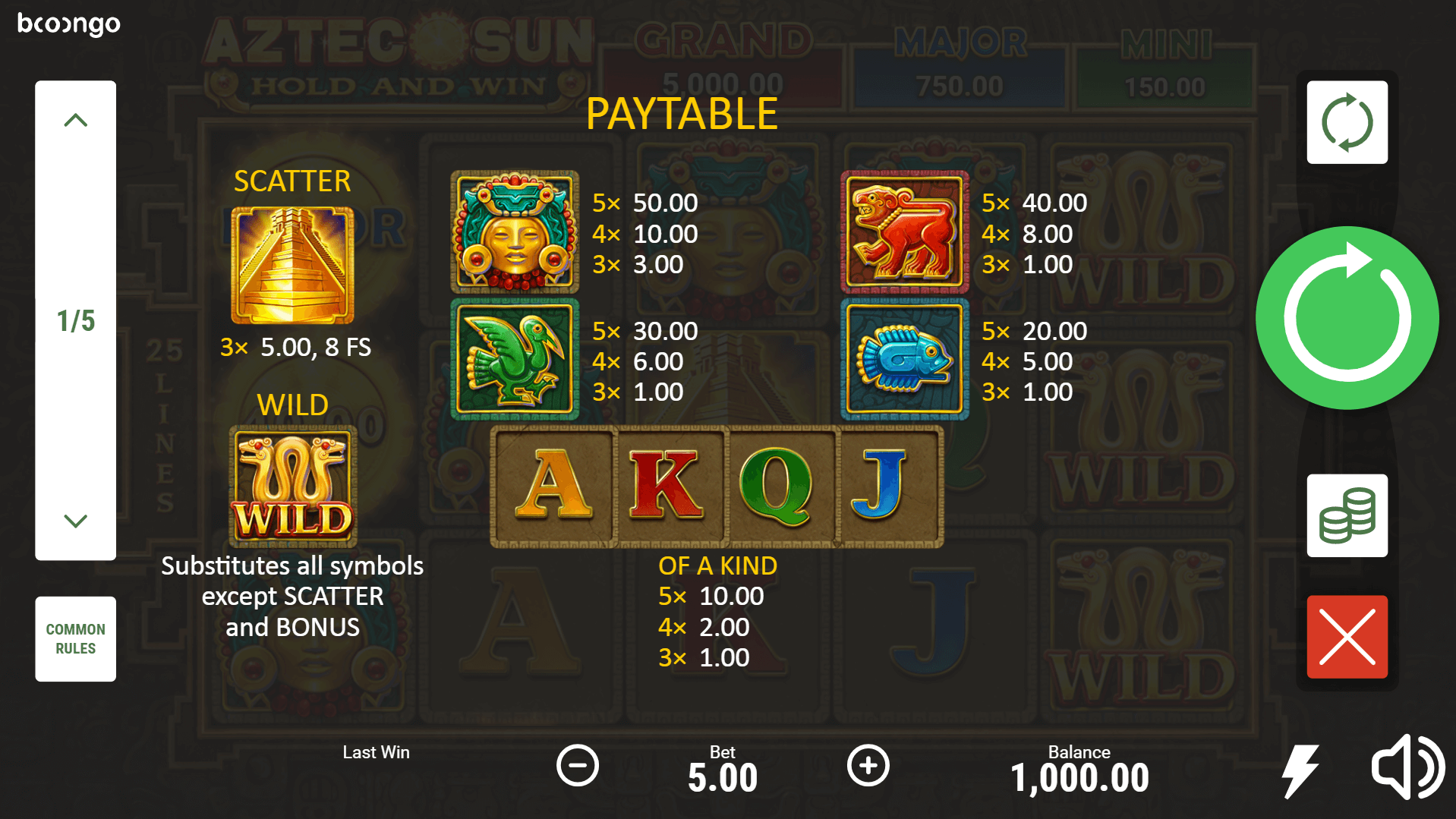 aztec sun hold and win slot machine detail image 0
