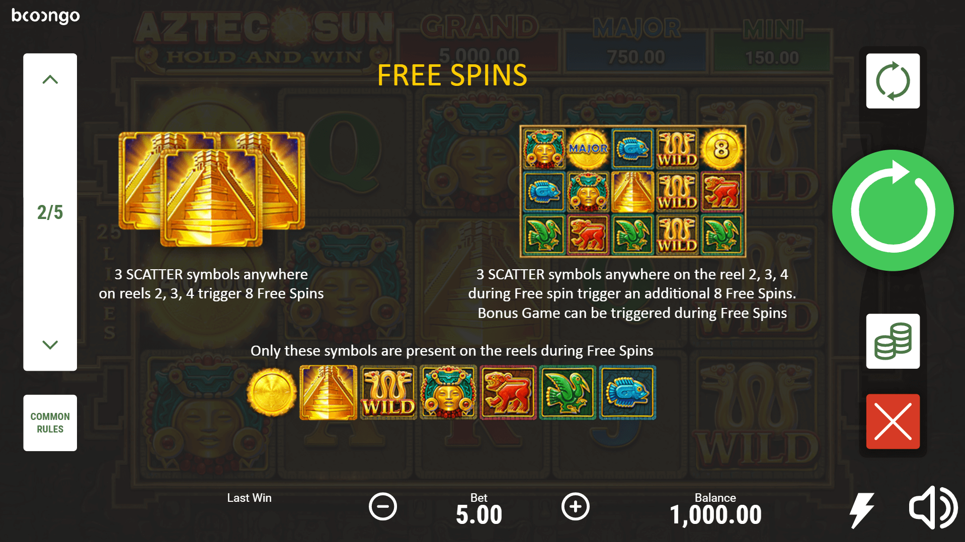aztec sun hold and win slot machine detail image 1