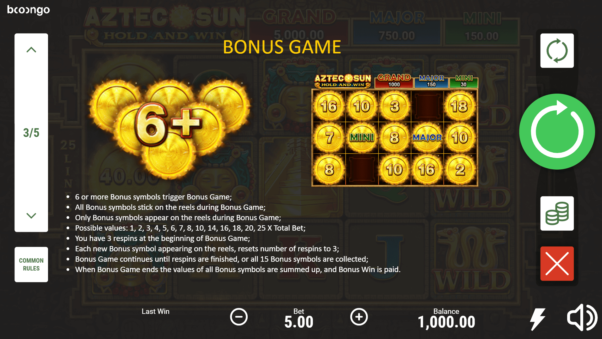 aztec sun hold and win slot machine detail image 2