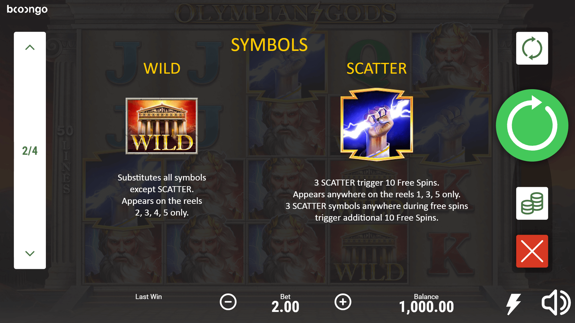 olympian gods slot machine detail image 1