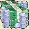 stacks of banknotes and coins - cashville