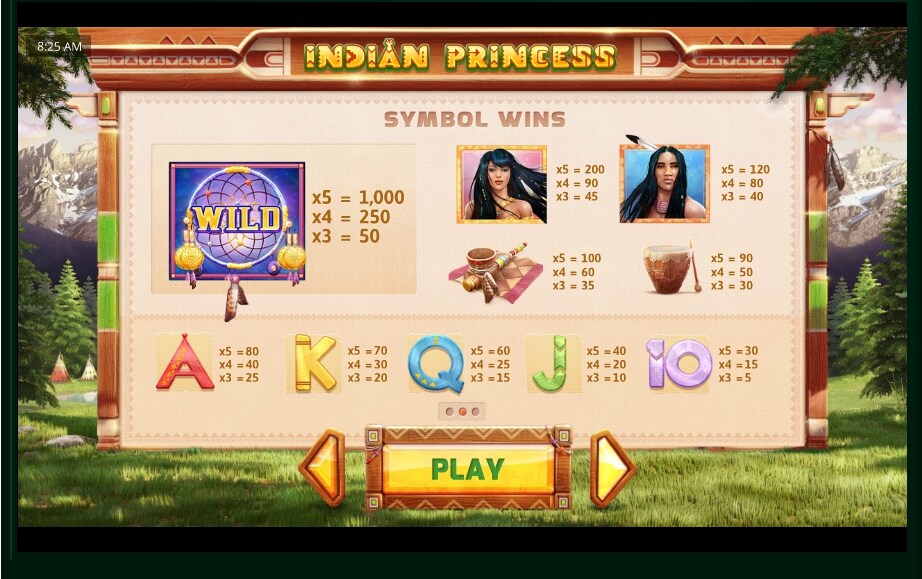 indian princess slot machine detail image 1