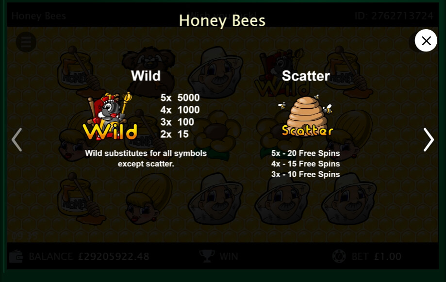 honey bees slot machine detail image 3