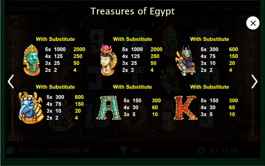 treasures of egypt slot machine detail image 3