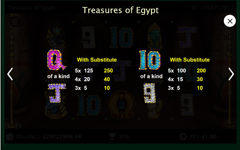 treasures of egypt slot machine detail image 2