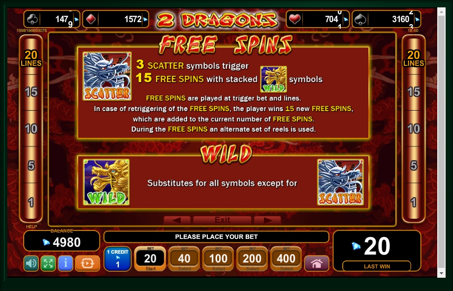 2 dragons slot machine detail image 3