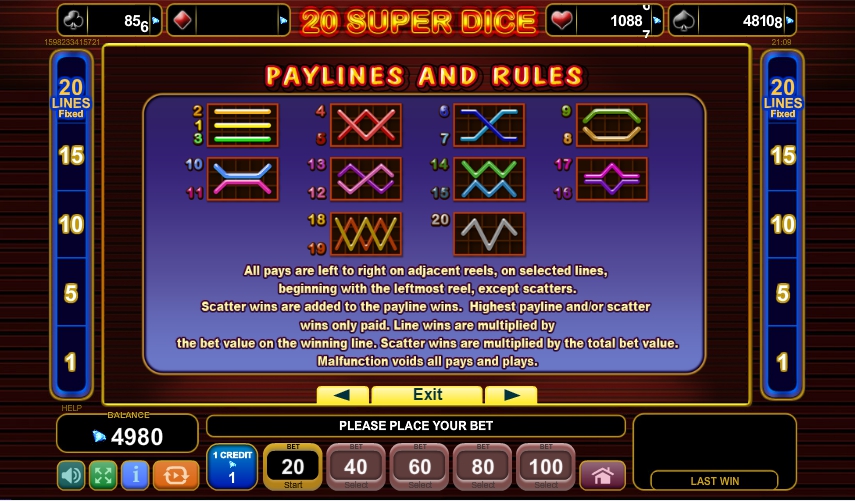 20 super dice slot machine detail image 4