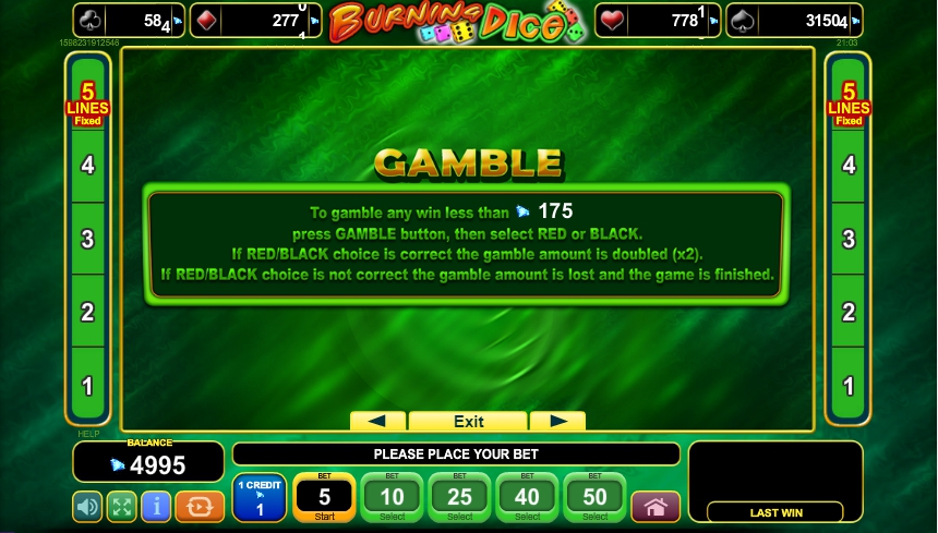 burning dice slot machine detail image 2