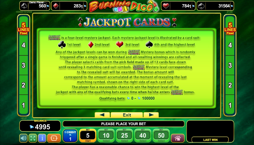 burning dice slot machine detail image 1