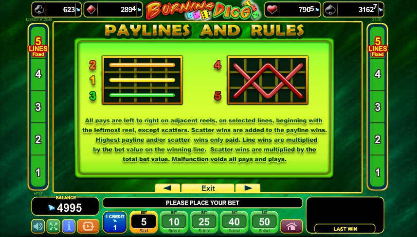 burning dice slot machine detail image 0