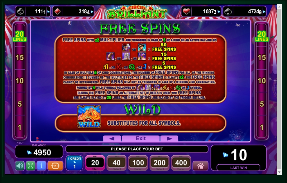 circus brilliant slot machine detail image 3