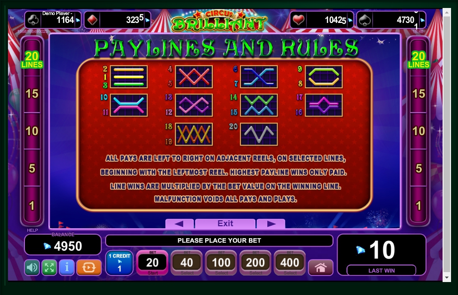circus brilliant slot machine detail image 0