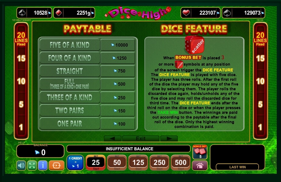 dice high slot machine detail image 3