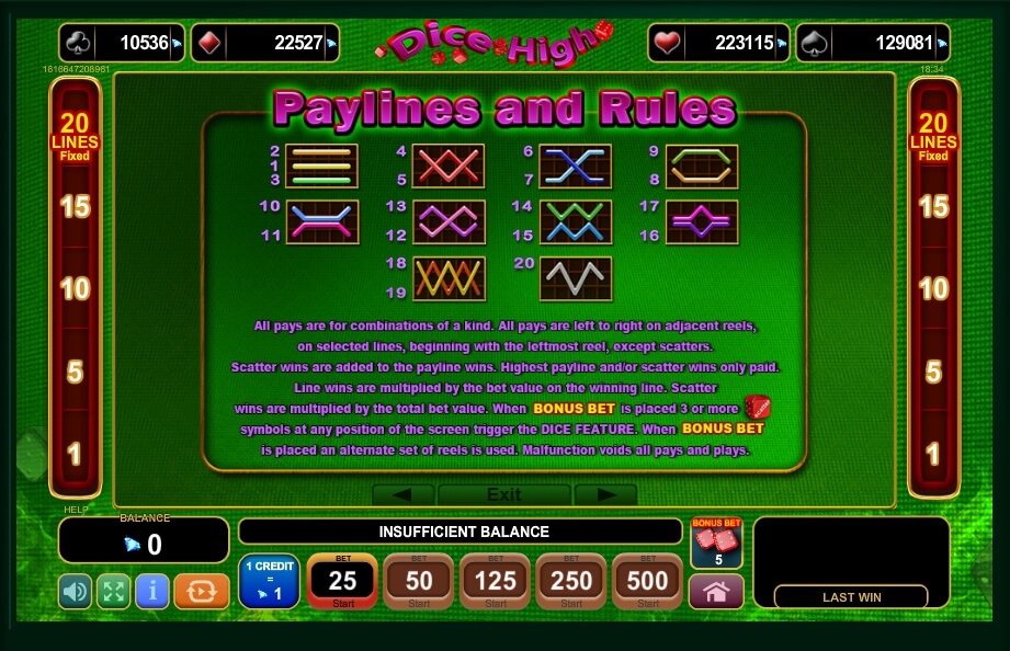 dice high slot machine detail image 0