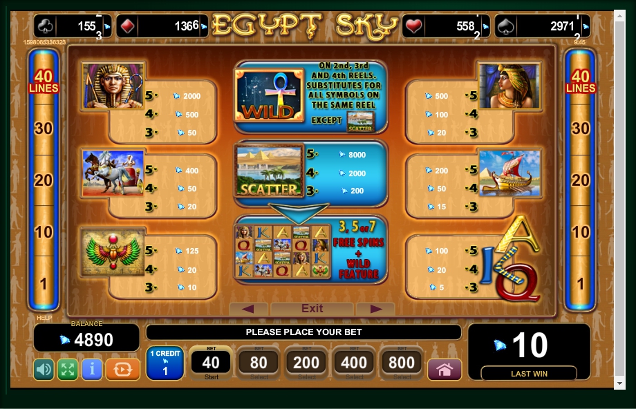 egypt sky slot machine detail image 4