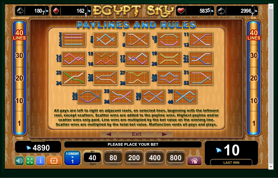 egypt sky slot machine detail image 0