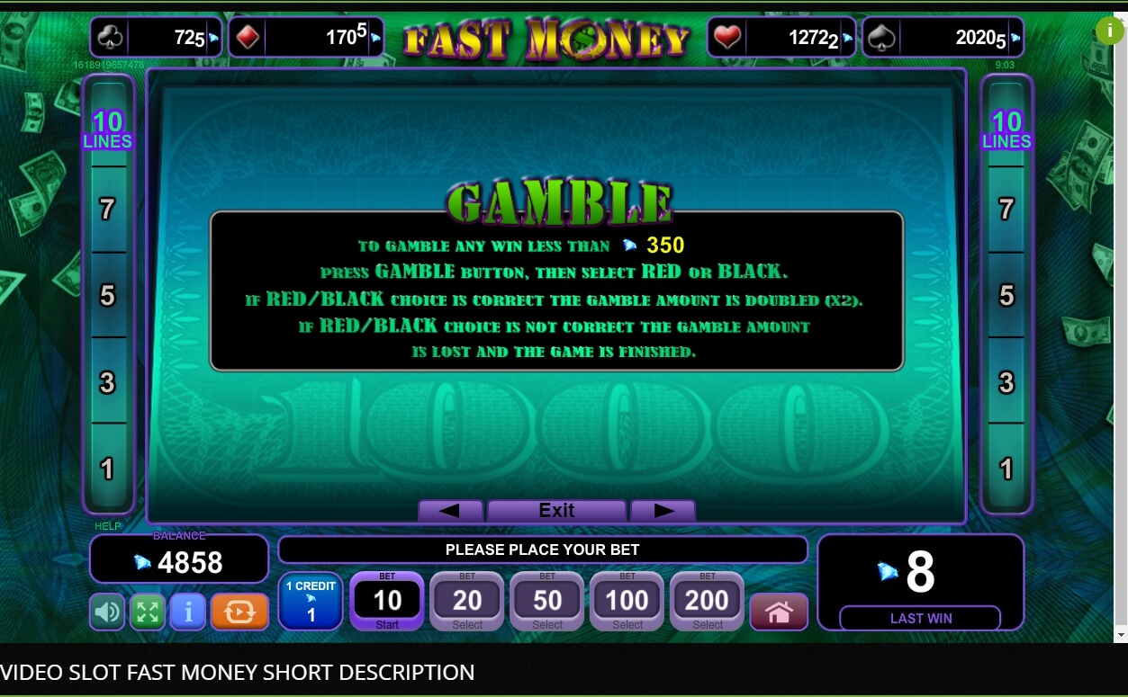 fast money slot machine detail image 2