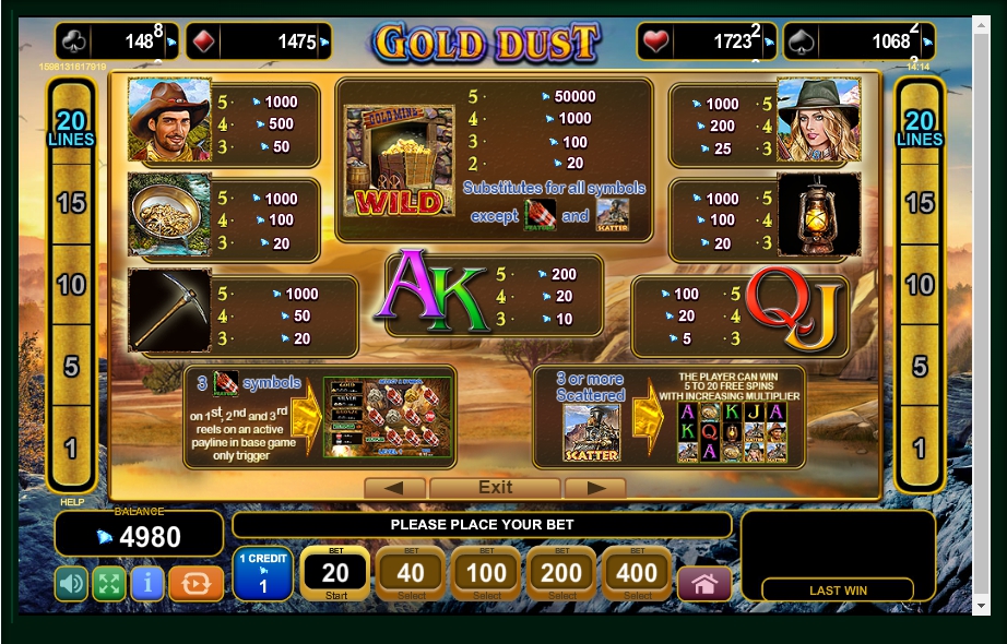 gold dust slot machine detail image 6