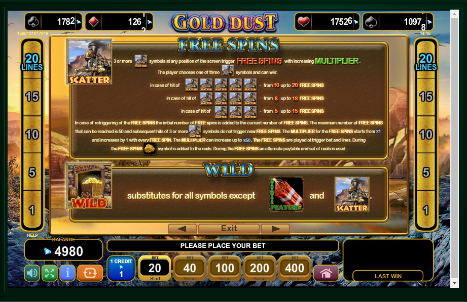 gold dust slot machine detail image 4