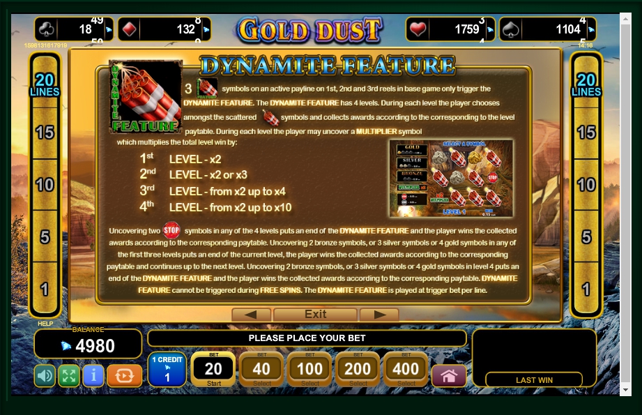 gold dust slot machine detail image 3