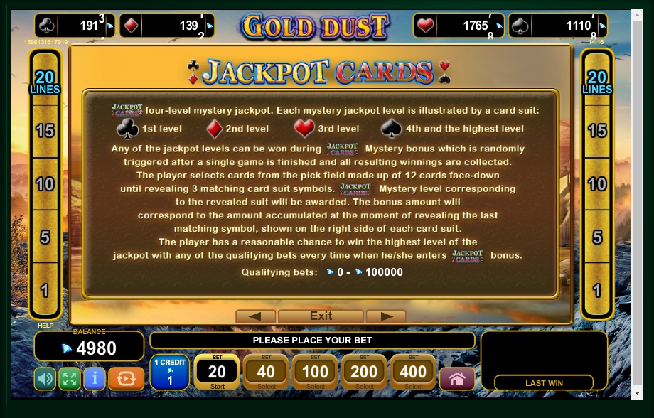 gold dust slot machine detail image 2