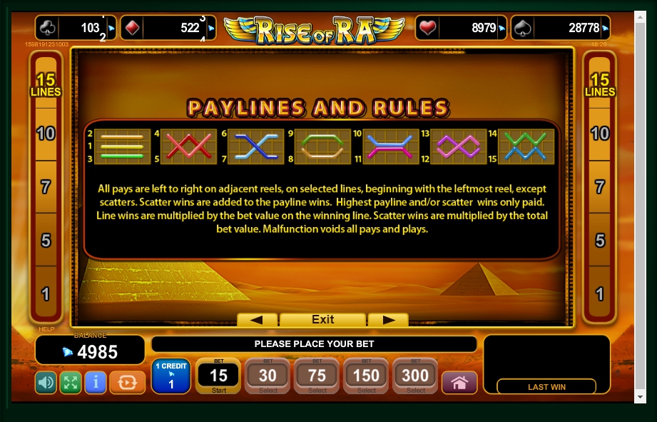 rise of ra slot machine detail image 0