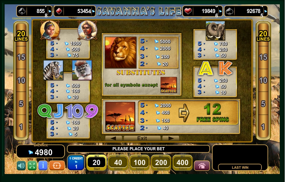 savannas life slot machine detail image 4