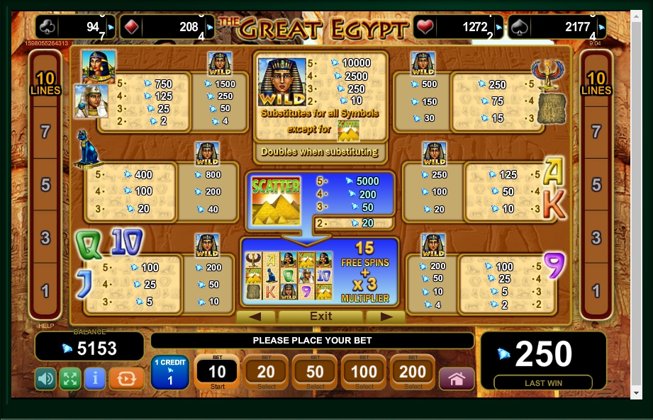 the great egypt slot machine detail image 4
