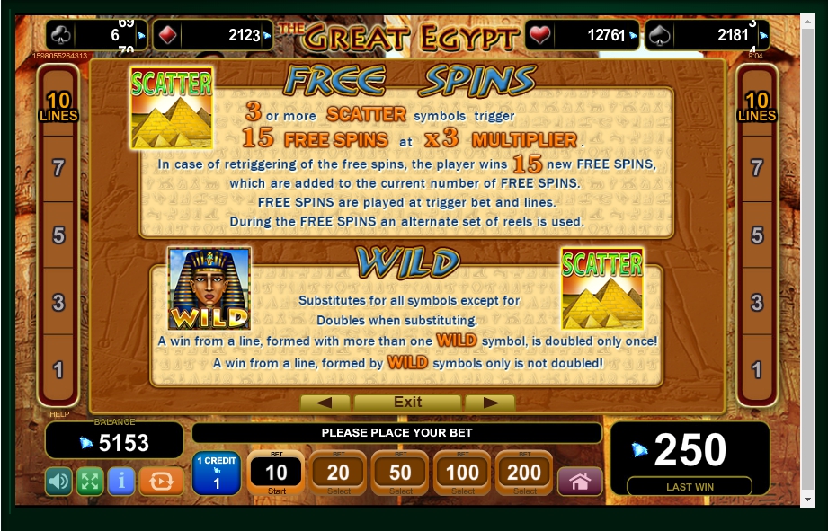 the great egypt slot machine detail image 3