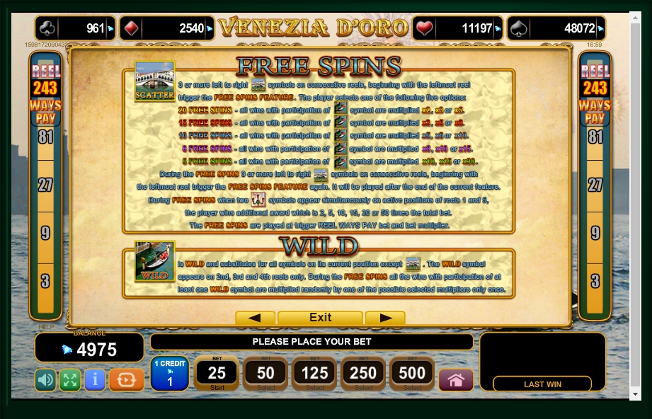 venezia doro slot machine detail image 3