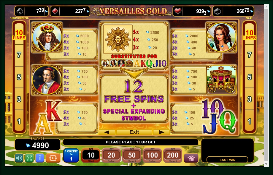 versailles gold slot machine detail image 4
