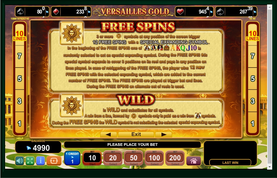 versailles gold slot machine detail image 3