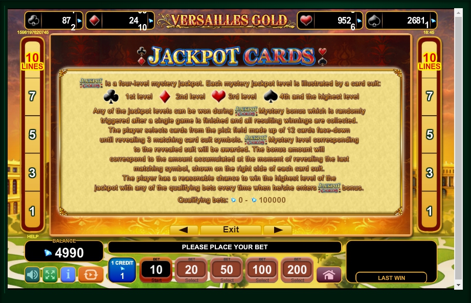 versailles gold slot machine detail image 1
