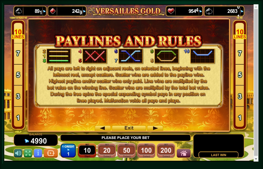 versailles gold slot machine detail image 0