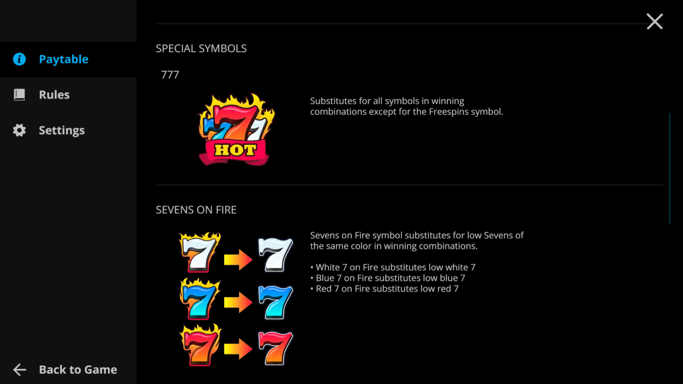 hot triple sevens slot machine detail image 2