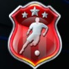 red emblem with soccer player - football: champions cup