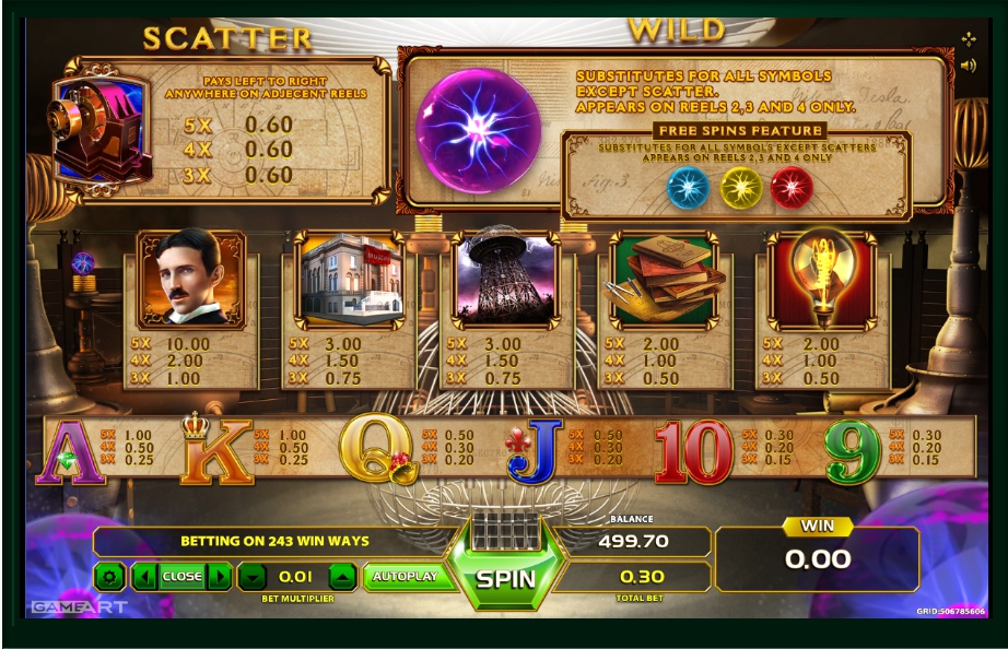 tesla: spark of genius slot machine detail image 2