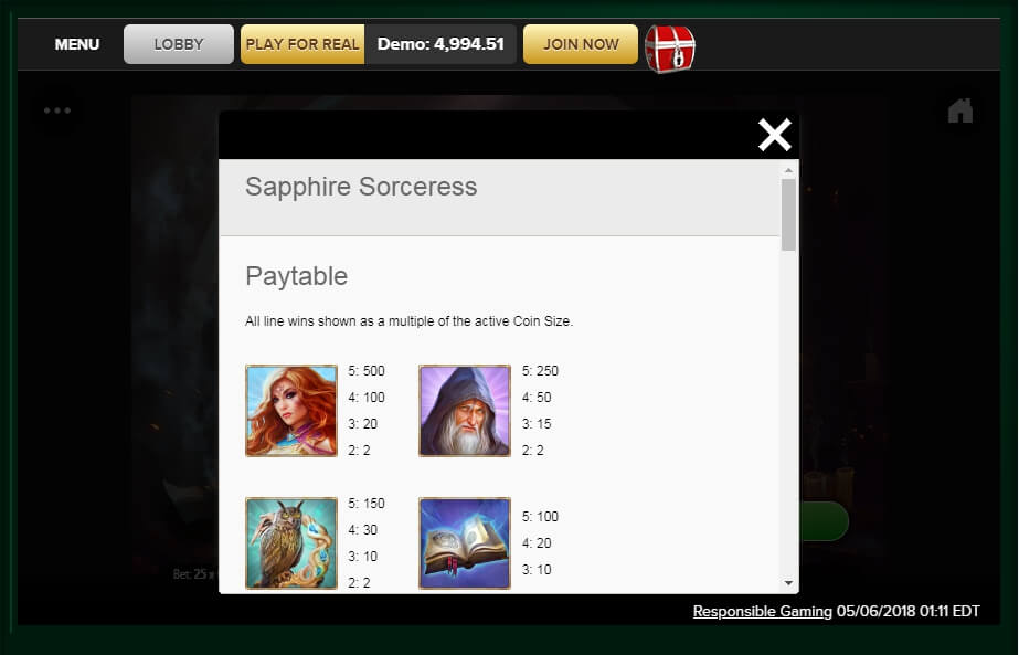 sapphire sorceress slot machine detail image 5