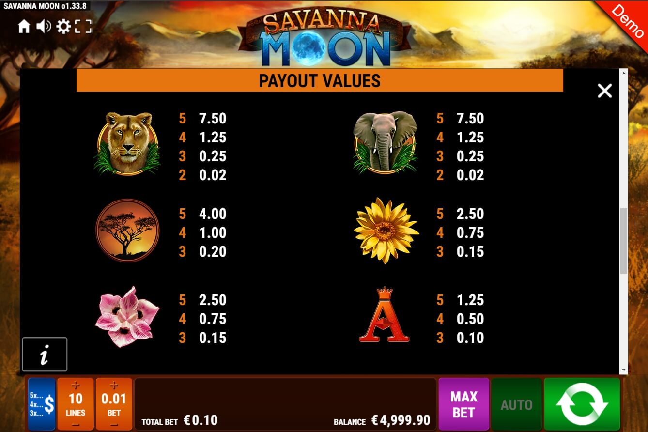 savanna moon slot machine detail image 2