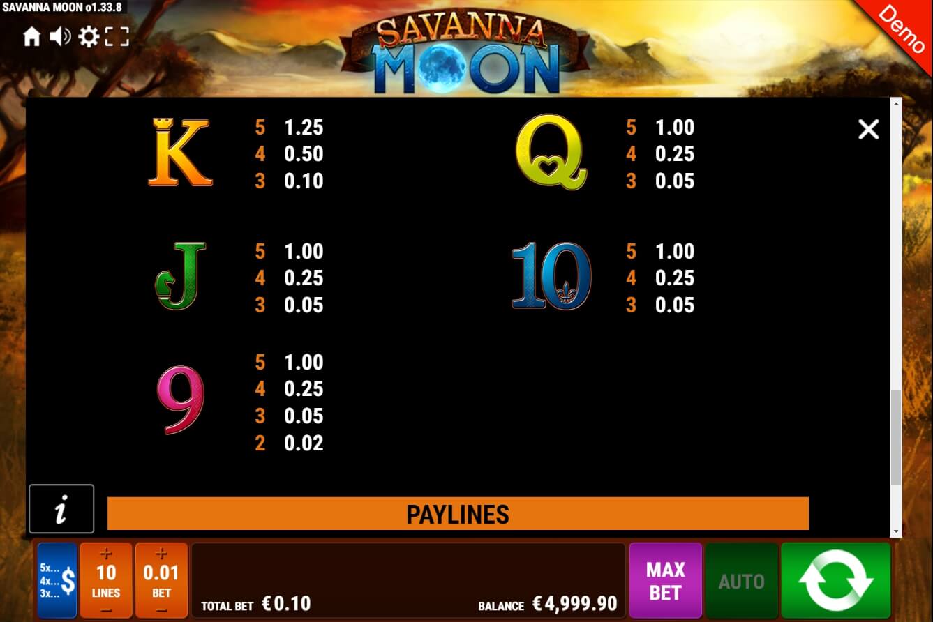 savanna moon slot machine detail image 1