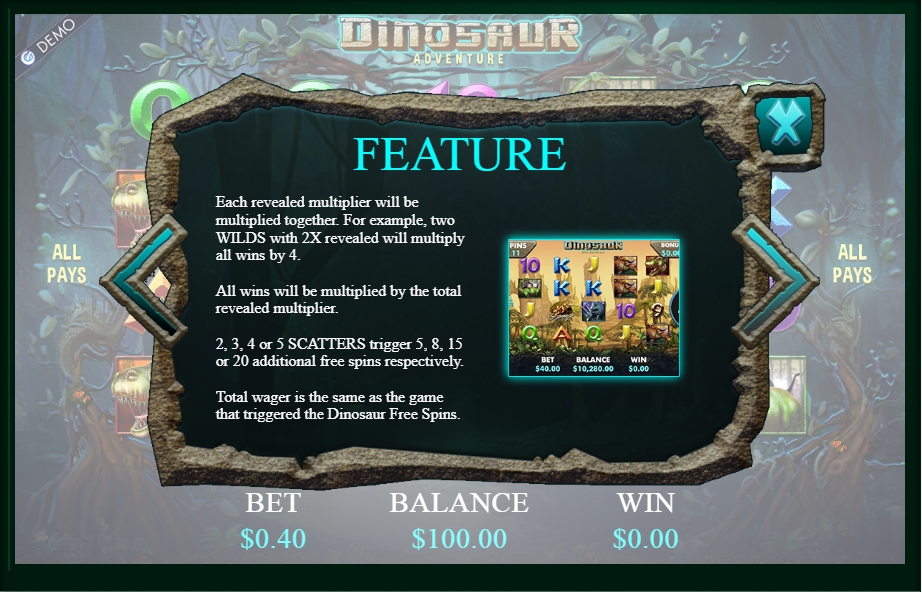 dinosaur adventure slot machine detail image 1