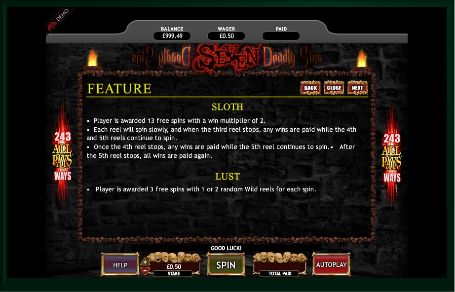 seven deadly sins slot machine detail image 2