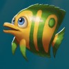 yellow fish in green stripe - golden fish tank