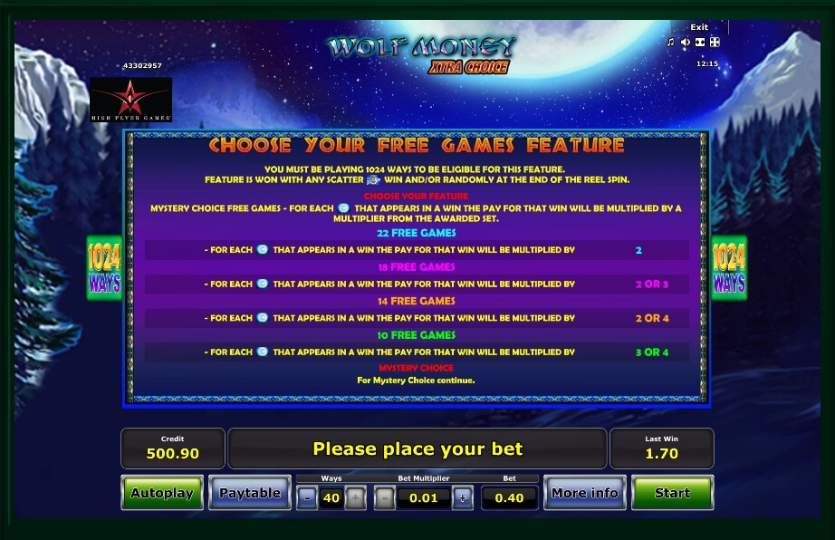 wolf money xtra choice slot machine detail image 5