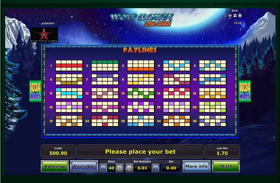 wolf money xtra choice slot machine detail image 0