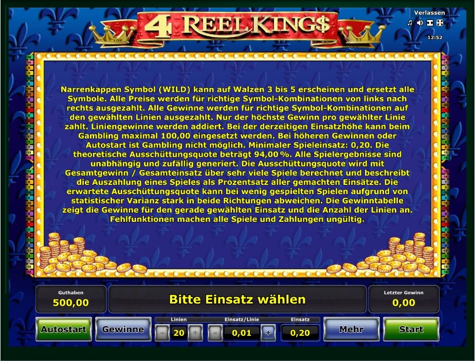 4 reel king slot machine detail image 3