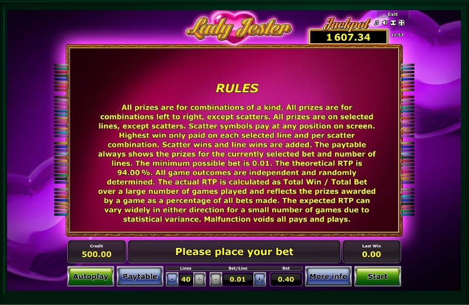 lady jester slot machine detail image 2